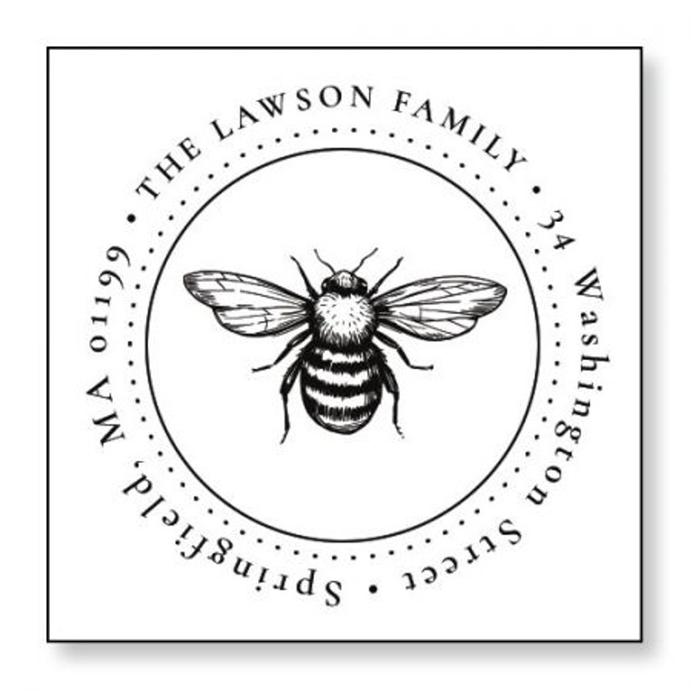 Honeybee Round Self-Inking Address Stamp