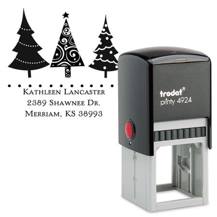 Christmas Trees Square Self-Inking Address Stamp