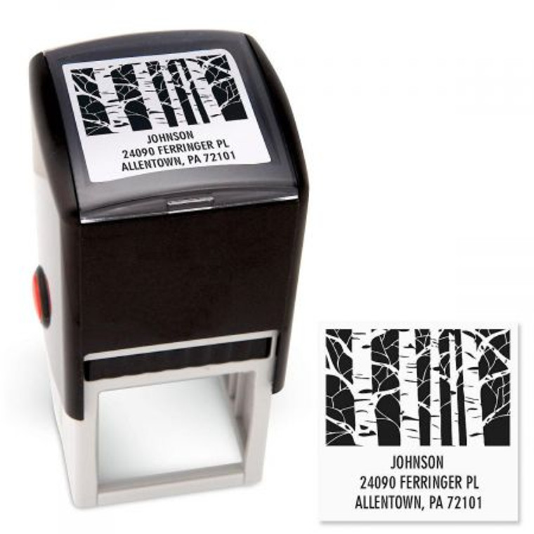 Trees Square Self Inking Address Stamp