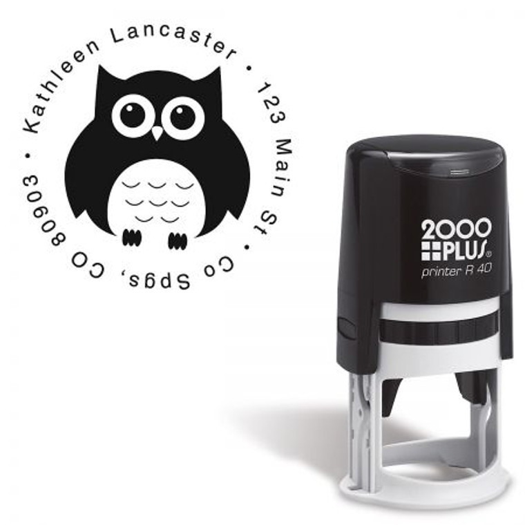 Owl Round Self-Inking Address Stamp