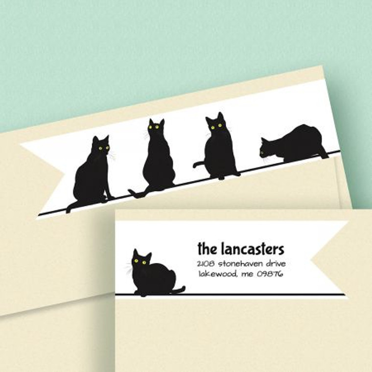 Black Cats Wrap Around Address Labels