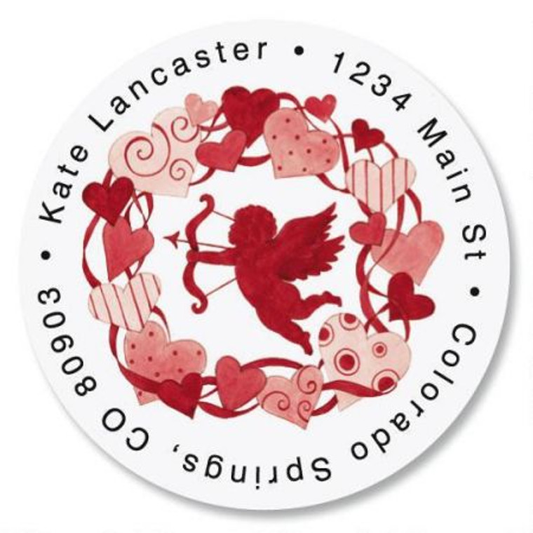 Valentine Wreath Round Address Labels