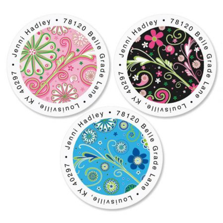 Fun Pattern Round Address Labels (3 designs)