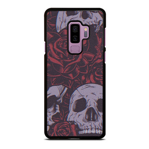 BLACK SKULLS AND ROSES Samsung Galaxy S9 Plus Case BLACK SKULLS AND ROSES Samsung Galaxy S9 Plus Case