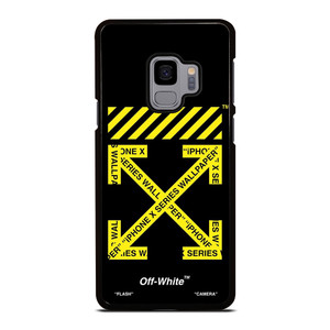 OFF WHITE LOGO YELLOW STRIPE Samsung Galaxy S9 Case