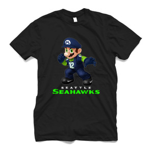 SEATTLE SEAHAWKS SUPER MARIO Men's T-Shirt SEATTLE SEAHAWKS SUPER MARIO Men's T-Shirt
