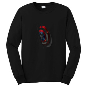 CAPTAIN AMERICA SHIEL ON WALL  Long Sleeve T-Shirt