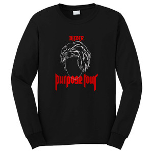 PURPOSE TOUR JUSTIN BIEBER Long Sleeve T-Shirt PURPOSE TOUR JUSTIN BIEBER Long Sleeve T-Shirt