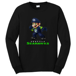 SEATTLE SEAHAWKS SUPER MARIO Long Sleeve T-Shirt