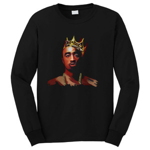 TUPAC SHAKUR WITH CROWN Long Sleeve T-Shirt
