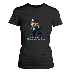 SEATTLE SEAHAWKS SUPER MARIO Women's T-Shirt SEATTLE SEAHAWKS SUPER MARIO Women's T-Shirt