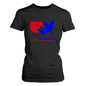 USA WRESTLING THE UNITED STATES MAP Women's T-Shirt