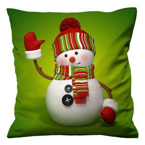 CHRISTMAS SNOWMAN GREEN Cushion Case Cover CHRISTMAS SNOWMAN GREEN Cushion Case Cover
