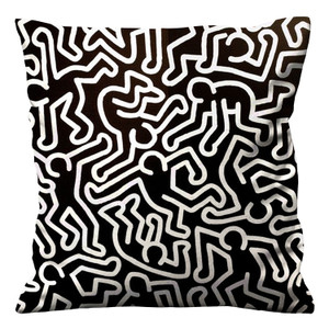 KEITH HARING BLACK ART  Cushion Case Cover
