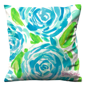 LILLY PULITZER BLUE ROSE Cushion Case Cover LILLY PULITZER BLUE ROSE Cushion Case Cover