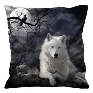 WHITE WOLF AT NIGHT Cushion Case Cover WHITE WOLF AT NIGHT Cushion Case Cover