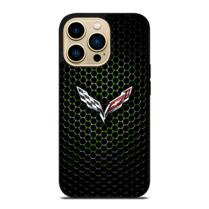 CORVETTE LOGO GREEN METAL iPhone 14 Pro Max Case CORVETTE LOGO GREEN METAL iPhone 14 Pro Max Case