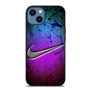 NIKE LOGO GREEN VIOLET iPhone 14 Case NIKE LOGO GREEN VIOLET iPhone 14 Case