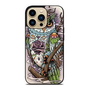 SUGAR SKULL OWL TATTO LOGO iPhone 14 Pro Max Case