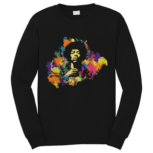 JIMI HENDRIX SINGER COLOR SPLASH Long Sleeve T-Shirt JIMI HENDRIX SINGER COLOR SPLASH Long Sleeve T-Shirt