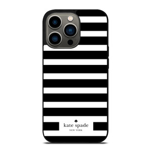KATE SPADE NEW YORK BLACK WHITE STRIPES iPhone 13 Pro Case