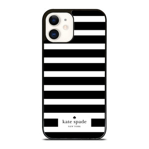 KATE SPADE NEW YORK BLACK WHITE STRIPES 946 iPhone 12 Case