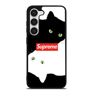 SUPREME BLACK WHITE CAT Samsung Galaxy S23 Case