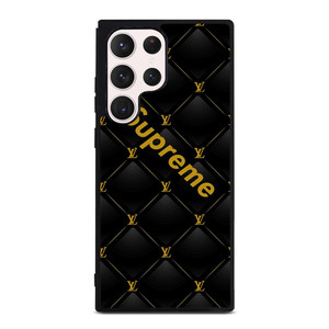SUPREME BLACK PATTERN GOLD Samsung Galaxy S23 Ultra Case