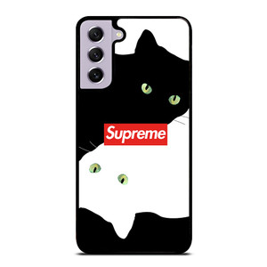 SUPREME BLACK WHITE CAT Samsung Galaxy S21 FE Case