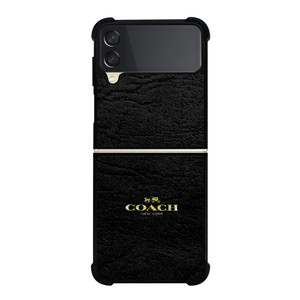 COACH LOGO TEXTURE BLACK Samsung Galaxy Z FLip 3 5G Case Cover