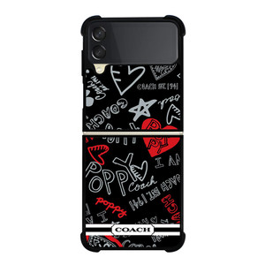 COACH NEW YORK POPPY BLACK Samsung Galaxy Z FLip 3 5G Case Cover