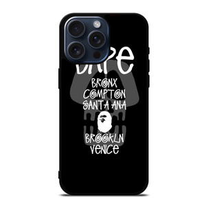 BAPE BLACK SKULL STUSSY iPhone 15 Pro Max Case BAPE BLACK SKULL STUSSY iPhone 15 Pro Max Case