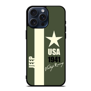 JEEP VINTAGE RACING USA iPhone 15 Pro Max Case JEEP VINTAGE RACING USA iPhone 15 Pro Max Case