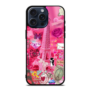 PINK PARIS CUTE iPhone 15 Pro Max Case PINK PARIS CUTE iPhone 15 Pro Max Case