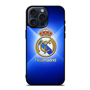REAL MADRID LOGO BLUE LIGHT iPhone 15 Pro Max Case REAL MADRID LOGO BLUE LIGHT iPhone 15 Pro Max Case