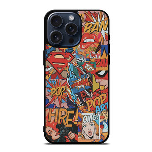 SUPERMAN POP ART COMIC iPhone 15 Pro Max Case SUPERMAN POP ART COMIC iPhone 15 Pro Max Case