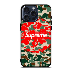 SUPREME BAPE CAMO iPhone 15 Pro Max Case