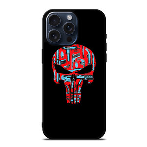 THE PUNISHER SKULL RED BLUE ARTWORK iPhone 15 Pro Max Case THE PUNISHER SKULL RED BLUE ARTWORK iPhone 15 Pro Max Case