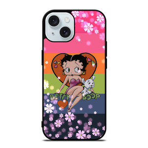 BETTY BOOP PINK FLOWER iPhone 15 Case Cover BETTY BOOP PINK FLOWER iPhone 15 Case Cover