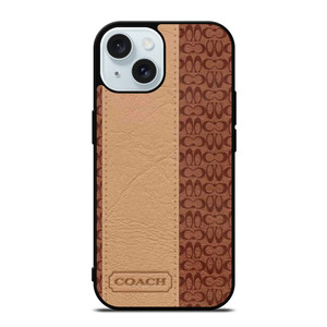 COACH NEW YORK BROWN LEATHER iPhone 15  Case Cover
