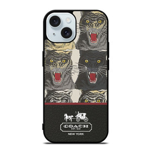 COACH NEW YORK TIGER FACE PATTERN iPhone 15  Case Cover
