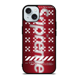 OFF WHITE X SUPREME LOGO BLUR iPhone 15  Case Cover