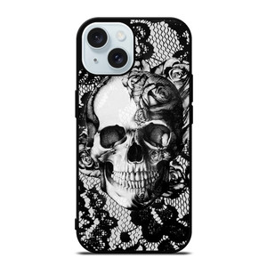 SKULL ON BLACK LACE iPhone 15  Case Cover SKULL ON BLACK LACE iPhone 15  Case Cover