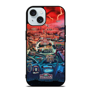 STRANGER THINGS WELCOME TO HAWKINS CARTOON iPhone 15  Case Cover STRANGER THINGS WELCOME TO HAWKINS CARTOON iPhone 15  Case Cover