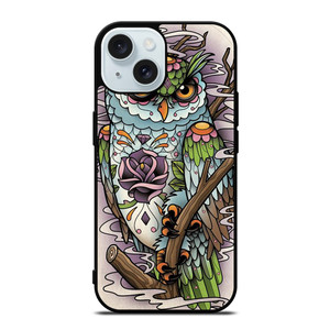 SUGAR SKULL OWL TATTO LOGO iPhone 15  Case Cover