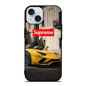 SUPREME YELLOW LAMBORGINI iPhone 15 Case Cover SUPREME YELLOW LAMBORGINI iPhone 15 Case Cover