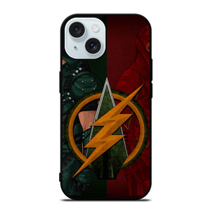 THE FLASH GREEN ARROW LOGO DC iPhone 15 Case Cover THE FLASH GREEN ARROW LOGO DC iPhone 15 Case Cover