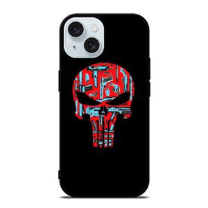 THE PUNISHER SKULL RED BLUE ARTWORK iPhone 15  Case Cover