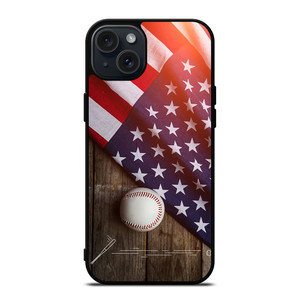 BASEBALL BALL AND FLAG iPhone 15 Plus Case BASEBALL BALL AND FLAG iPhone 15 Plus Case
