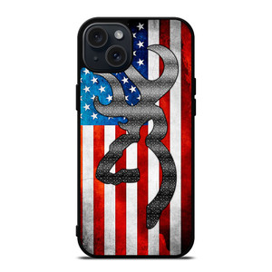 BROWNING CAMO AMERICAN FLAG iPhone 15 Plus Case BROWNING CAMO AMERICAN FLAG iPhone 15 Plus Case